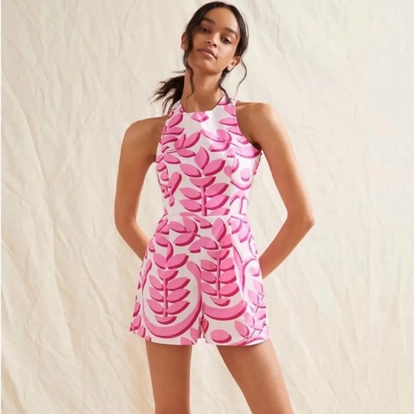 Anthropologie Porridge Pink and White Patterned Romper - Picture 2 of 12